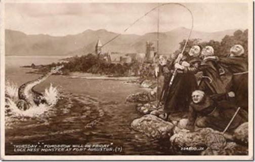 Postcard Monks and Nessie