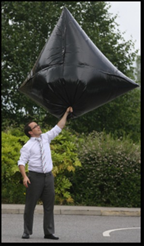 Echo reporter Peter Law works out the UFO which has been spotted in the Millbrook Shirley area the UFO is made from bin liners taped together