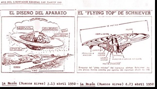 Lago Argentino (6) Comparación gráfica del plato volador de Arévalo y el flying top de Schriever