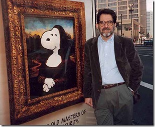 Snoopy as the Mona Lisa with photographer Joe Farace