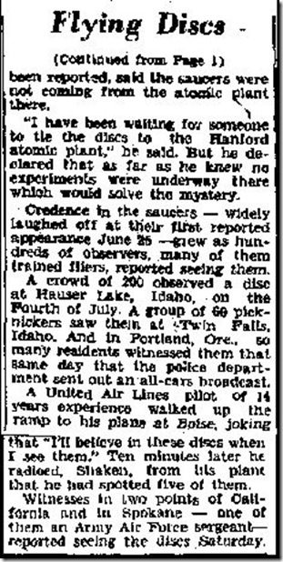 Nation Baffled By Flying Saucers (Cont) - Denton Record-Chronicle 7-6-1947
