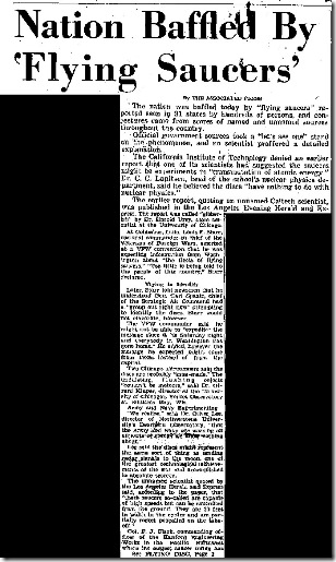 Nation Baffled By Flying Saucers - Denton Record-Chronicle 7-6-1947