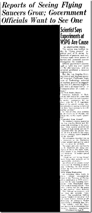 Reports of Seeing Flying Saucers grow - Las Cruces Sun-News 7-6-1947
