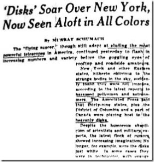 Disks Soar Over New York Now Seen Aloft In All Colors - New York Times - 8 jul 1947