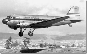 A United Airlines DC-3, like the one piloted by Capt. E. J. Smith and Ralph Stevens