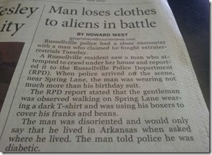 Man loses clothes to aliens in battle