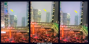 UFO Captured on Live TV Over Protests in Hong Kong 9-30-14