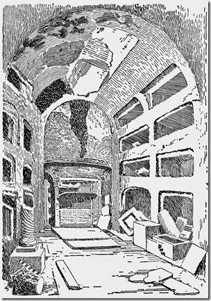 Catacombs, vintage engraving, public domain