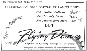 Wash_Post_1947-07-13-M12sm_Record_ad--Celestial_Saucers--_Missiles_from_Mars