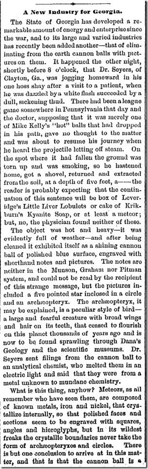 A New Industry For Georgia (Aerolite) (A) Brooklyn Daily Eagle - 4-8-1887