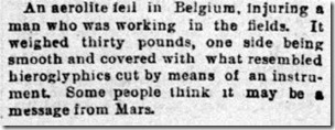 An Aerolite Fell in Belgium - The San Francisco Call (Sunday) 18-4-1897