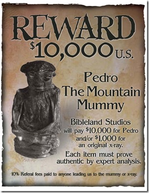 Pedro, Wyoming mini-mummy reward poster