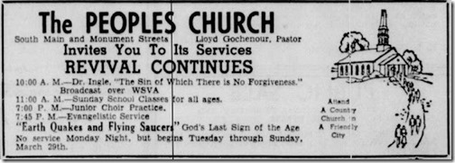 harrisonburg daily news record VA- mar 21 1953-church saucer ad