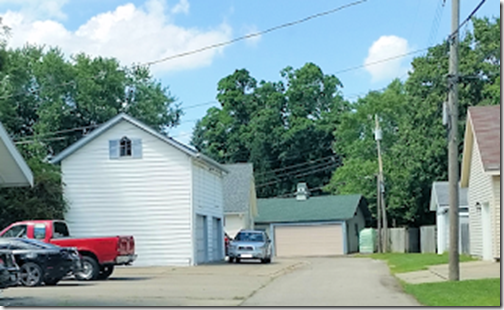 A photograph of the garage where the items were found.