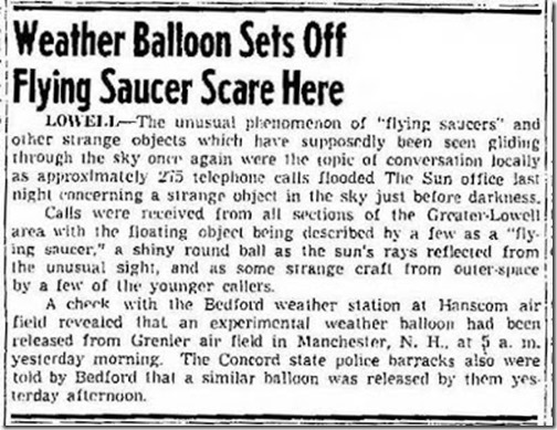 Balloon Lowell Sun MA, Aug 19 1954
