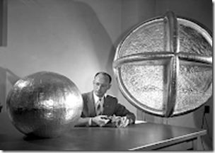 Engineer W.J. O'Sullivan, Jr. with a 20 Inch Sub satellite