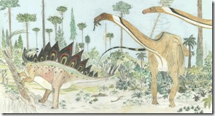 mokele-mbembe-June-2018-Naish-Morrison-scene-coloured-sky-2-600-px-tiny-Darren-Naish-Tetrapod-Zoology