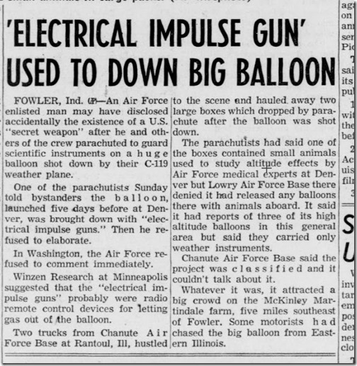 Balloon San Bernardino Sun, September 1955 