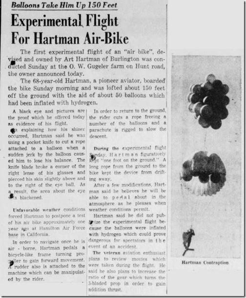 Burlington Hawk Eye Gazette, Oct 4 1956 Art Hartman