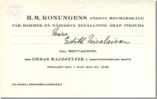 Inbjudan till Drottningholms slott 1953 bl