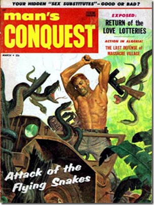 Flying snakes story, Man's Conquest, March 1967