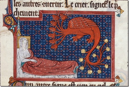 Detail-of-a-miniature-of-the-woman-in-labour-lying-in-a-bed-and-a-red-dragon-with-seven-heads-and-ten-horns-in-illustration-of-Revelation-12-2-4.--1200x812