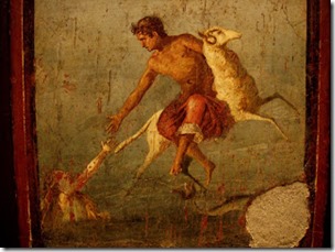 Phryxus and Helle, ancient Roman fresco, 45-79 AD, Pompeii, Stefano Bolognini-Wikipedia, copyright-free