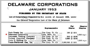 Telewand - Delaware Corporations 1953