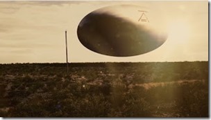 The Socorro UFO recreation with the correct symbol