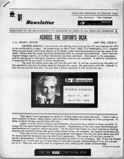 S.P. Newsletter May 1965 bl