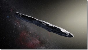 Artist’s impression of the interstellar asteroid `Oumuamua