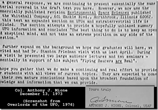 Col. Mione - Letter 1973