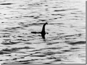 A view of the Loch Ness Monster, near Inverness, Scotland, April 19, 1934. The photograph, one of two pictures known as the 'surgeon's photographs,' was allegedly taken by Colonel Robert Kenneth Wilson, though it was later exposed as a hoax by one of the participants, Chris Spurling, who, on his deathbed, revealed that the pictures were staged by himself, Marmaduke and Ian Wetherell, and Wilson. References to a monster in Loch Ness date back to St. Columba's biography in 565 AD. More than 1,000 people claim to have seen 'Nessie' and the area is, consequently, a popular tourist attraction. (Photo by Keystone/Getty Images)