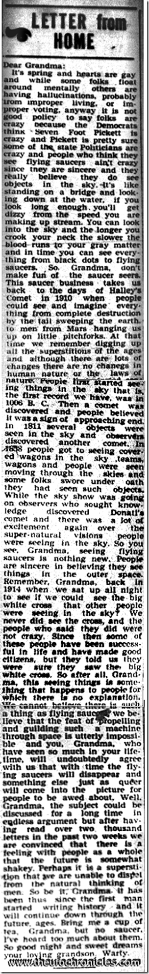 Letters From Home, People Who See Flying Saucers 3-24-1950