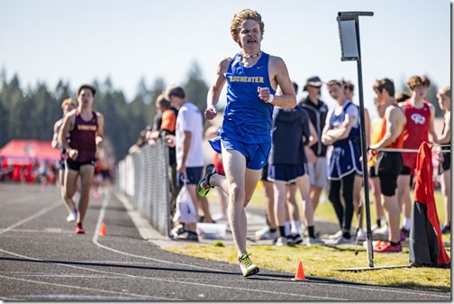 Gunnar Morgan competes in the Icebreaker meet at Rainier high school on Saturday, March 16.