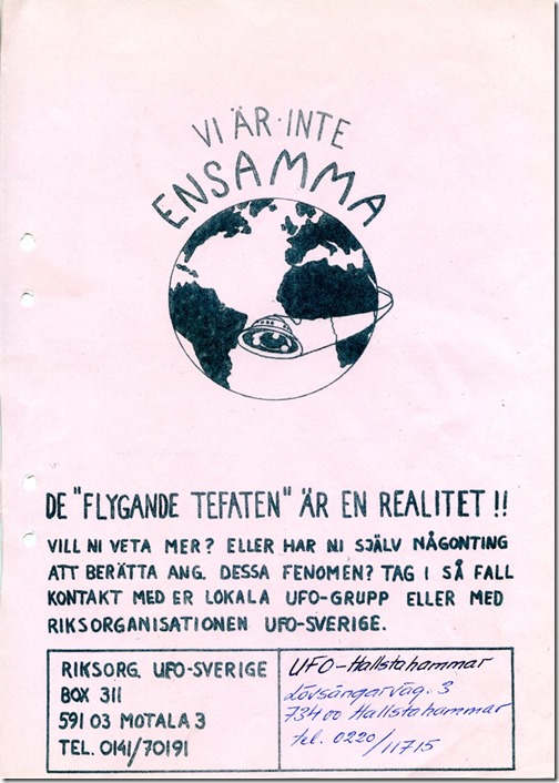 1970 Vi är inte ensamma, UFO-Hallstahammar bl