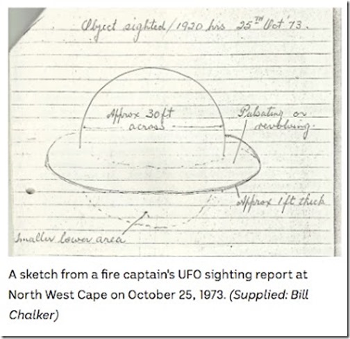 NW Cape fire captain UFO Sketch