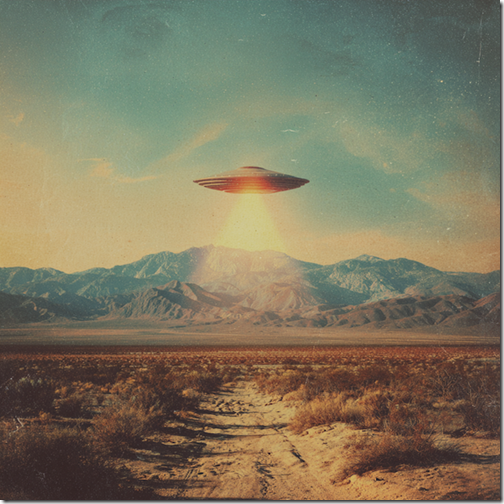 A UFO over the desert. --v 7 Job ID: e79dde08-56fa-48fe-a16b-72add1e549c1