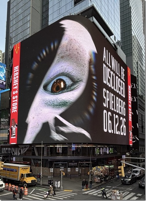 Spielberg UFO film billboard 11 December 2025